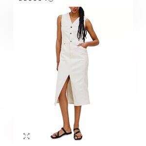 Rails Westwood White Sleeveless Midi Dress with Front Buttons